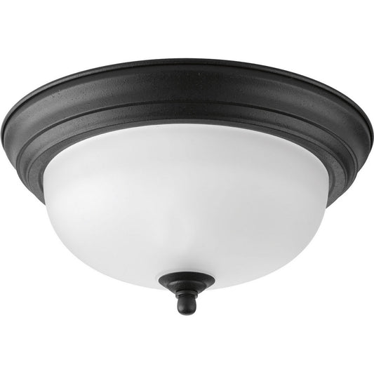 Dome Glass - Alabaster One Light Flush Mount in Forged Black