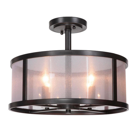 Danbury Four Light Semi Flush Mount in Matte Black