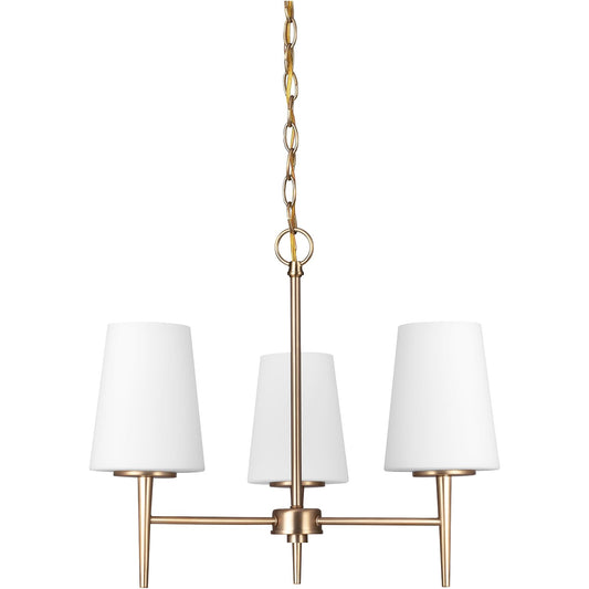 Driscoll Three Light Chandelier in Satin Brass