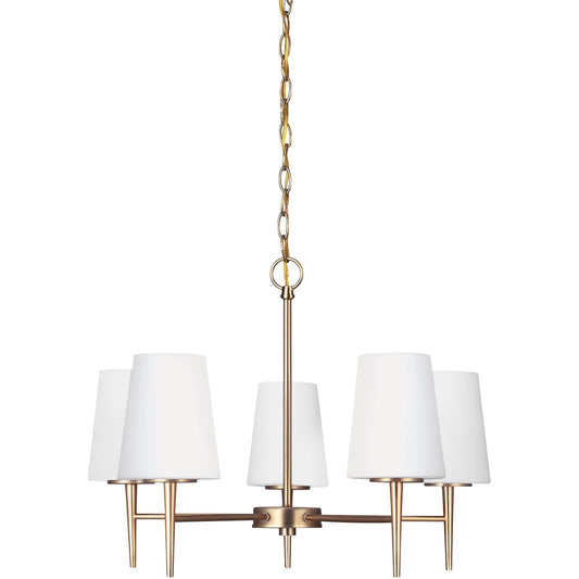 Driscoll Five Light Chandelier in Satin Brass