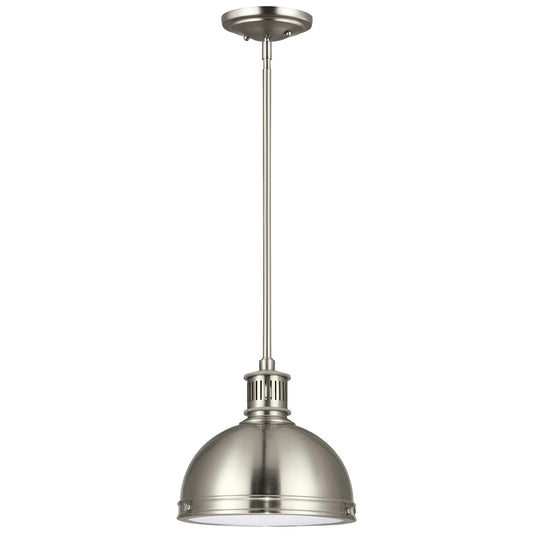 Pratt Street Metal One Light Pendant in Brushed Nickel