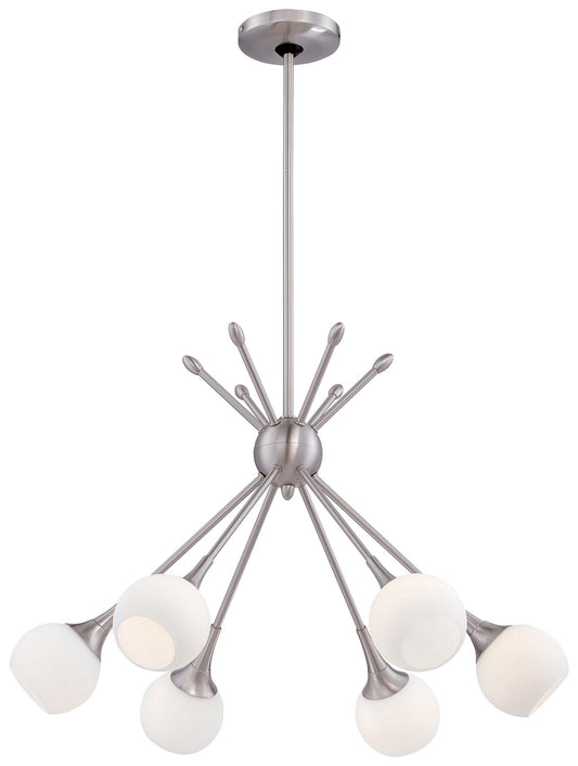 Pontil Six Light Chandelier in Brushed Nickel