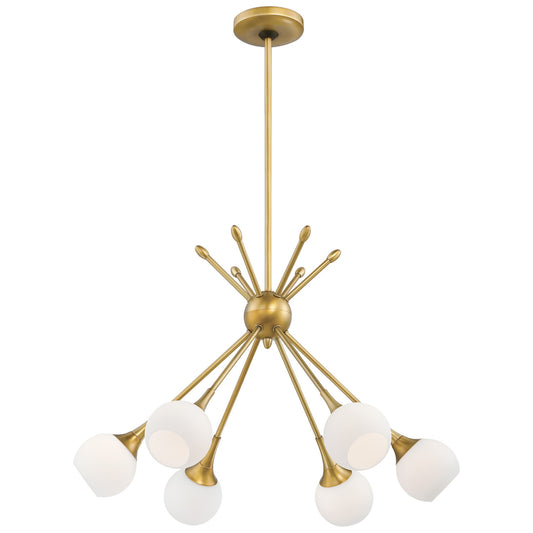 Pontil Six Light Chandelier in Honey Gold