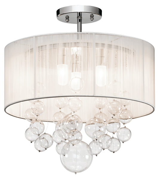 Imbuia Three Light Semi Flush Mount in Chrome