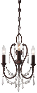Three Light Mini Chandelier in Vintage Bronze