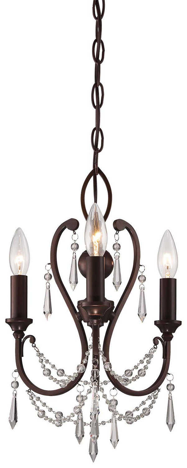 Three Light Mini Chandelier in Vintage Bronze