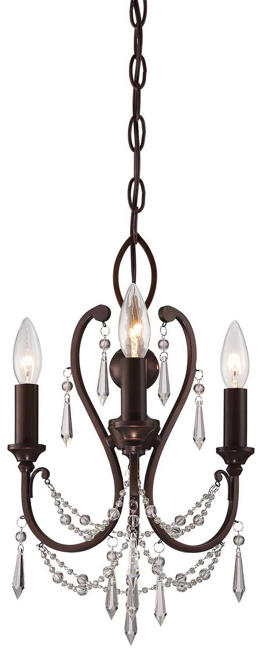 Three Light Mini Chandelier in Vintage Bronze