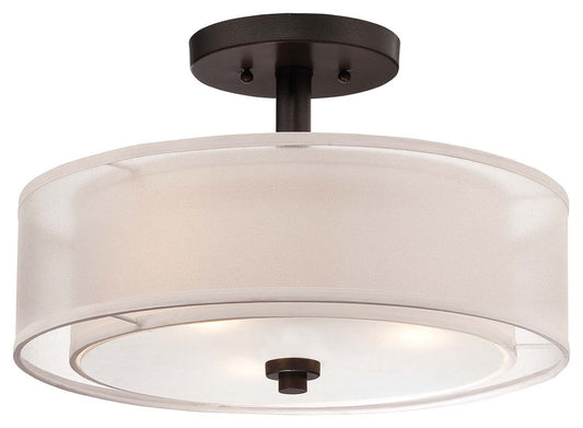 Parsons Studio Three Light Semi Flush Mount in Smoked Iron
