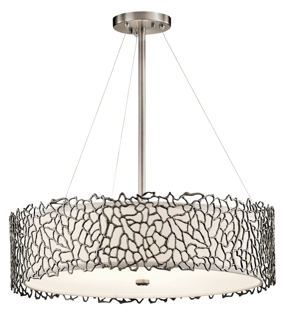 Silver Coral Four Light Chandelier in Classic Pewter