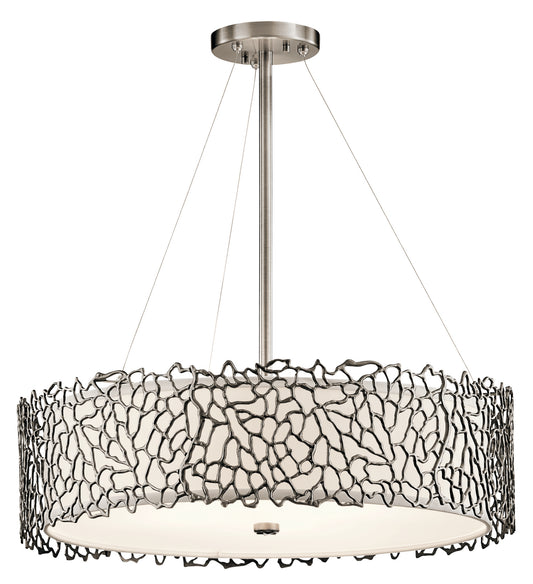 Silver Coral Four Light Chandelier in Classic Pewter