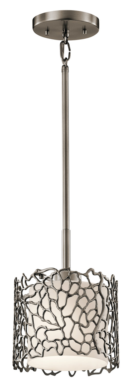Silver Coral One Light Mini Pendant in Classic Pewter