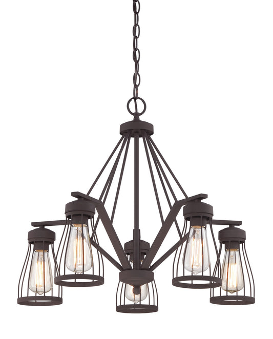 Brooklyn Five Light Chandelier in Bronze