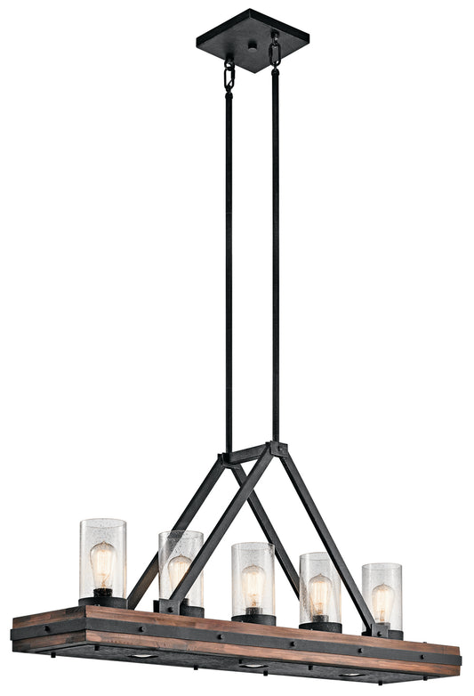 Colerne Eight Light Linear Chandelier in Auburn Stained