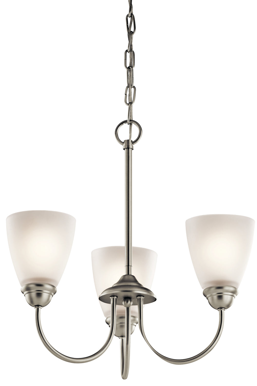 Jolie Three Light Mini Chandelier in Brushed Nickel