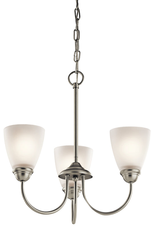 Jolie Three Light Mini Chandelier in Brushed Nickel