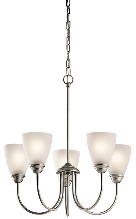 Jolie Five Light Chandelier in Brushed Nickel