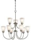 Jolie Nine Light Chandelier in Brushed Nickel