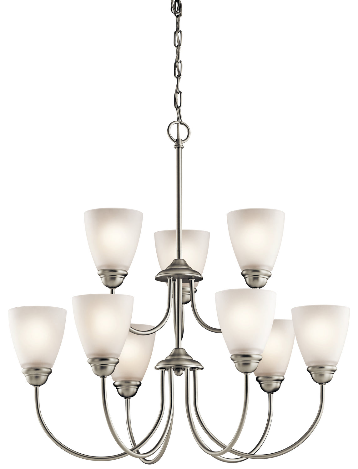 Jolie Nine Light Chandelier in Brushed Nickel