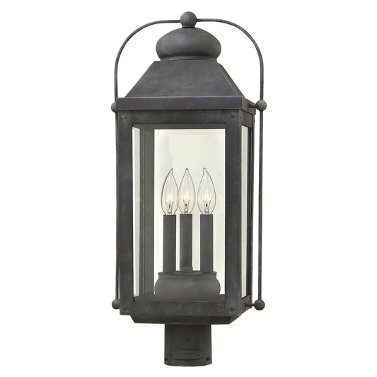 Anchorage LED Post Top or Pier Mount Lantern in Aged Zinc