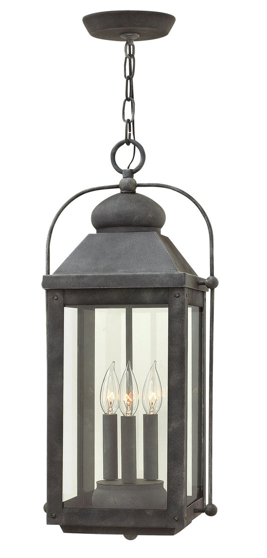 Anchorage LED Hanging Lantern in Aged Zinc