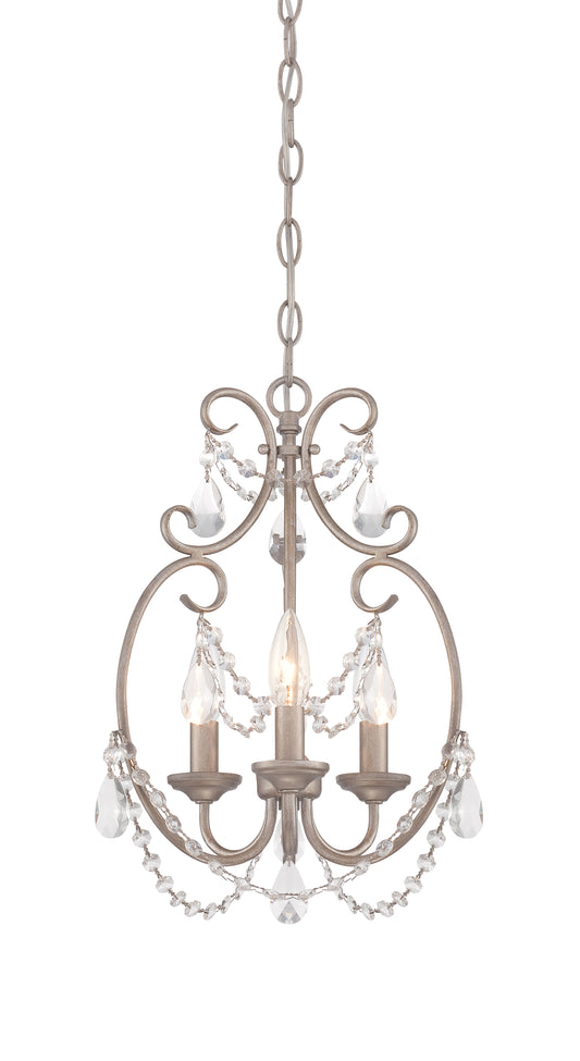 Dahlia Three Light Mini Chandelier in Aged Platinum
