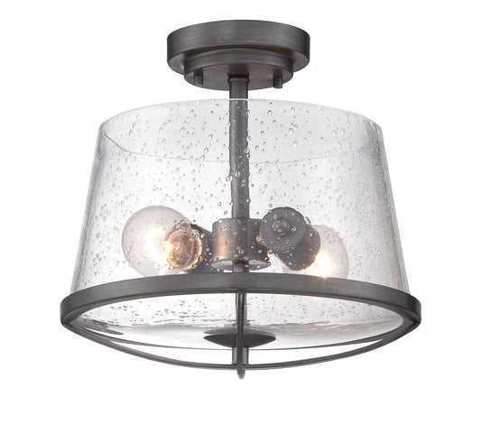 Darby Two Light Semi-Flush Mount in Weathered Iron