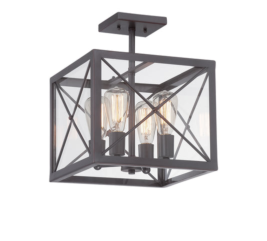 High Line Four Light Semi-Flush Mount in Satin Bronze