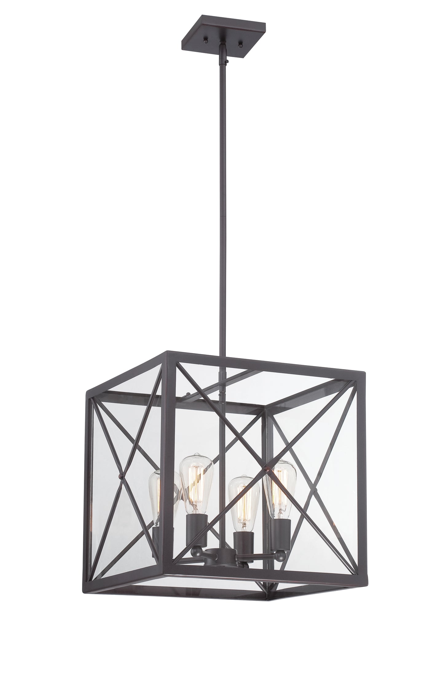 High Line Four Light Pendant in Satin Bronze