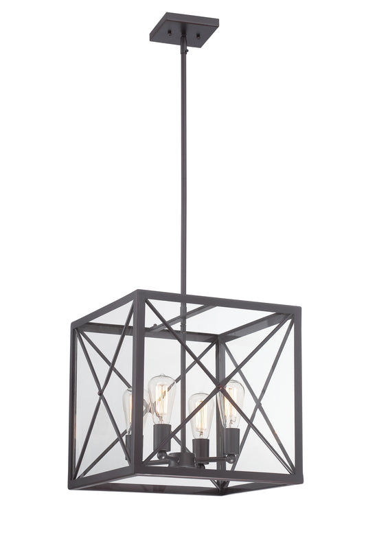 High Line Four Light Pendant in Satin Bronze