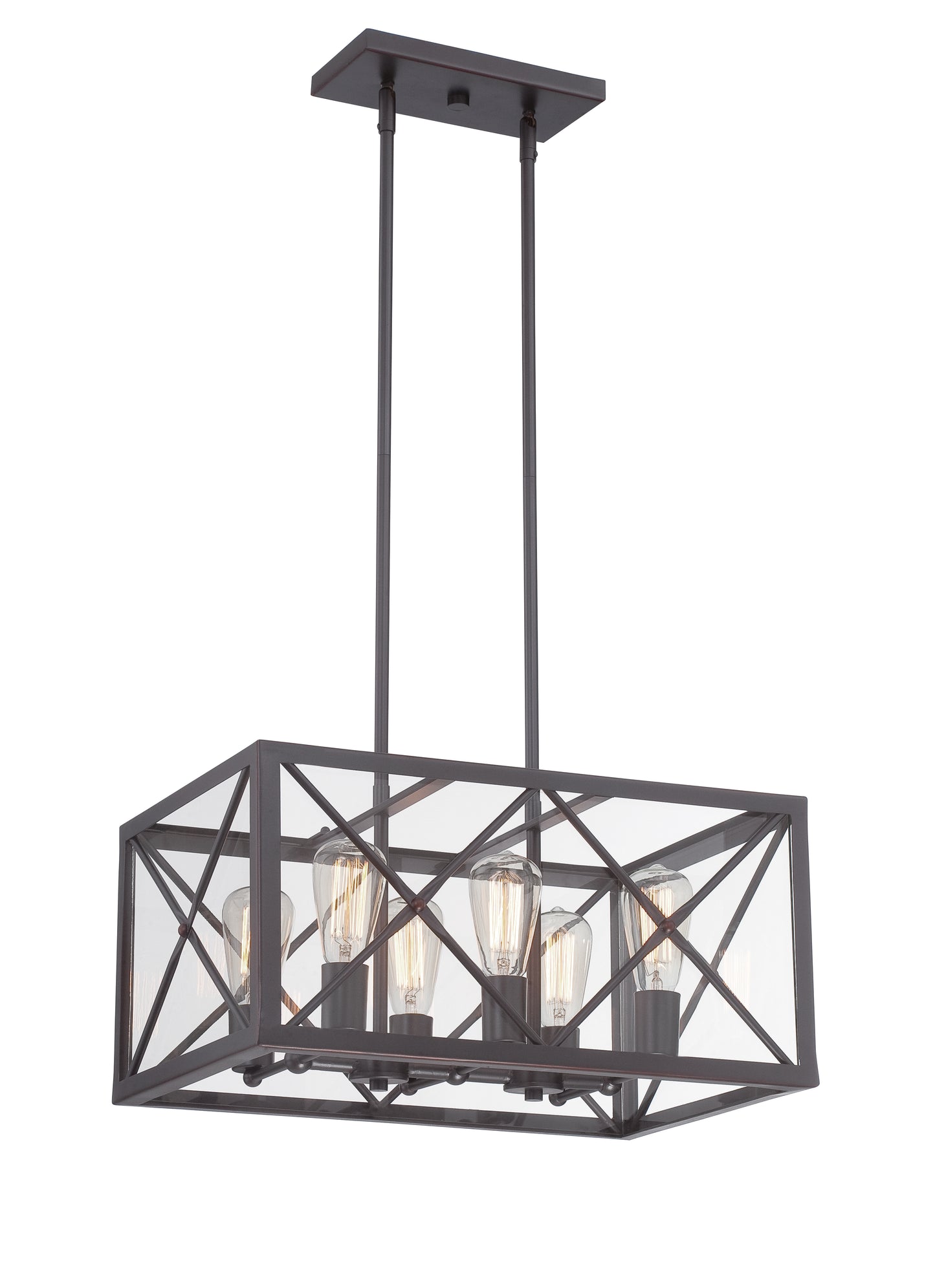 High Line Six Light Chandelier in Satin Bronze