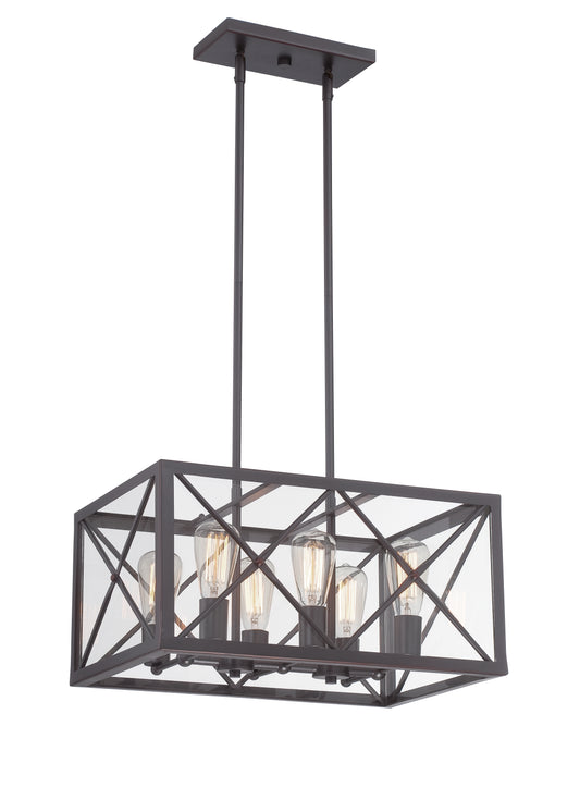 High Line Six Light Chandelier in Satin Bronze