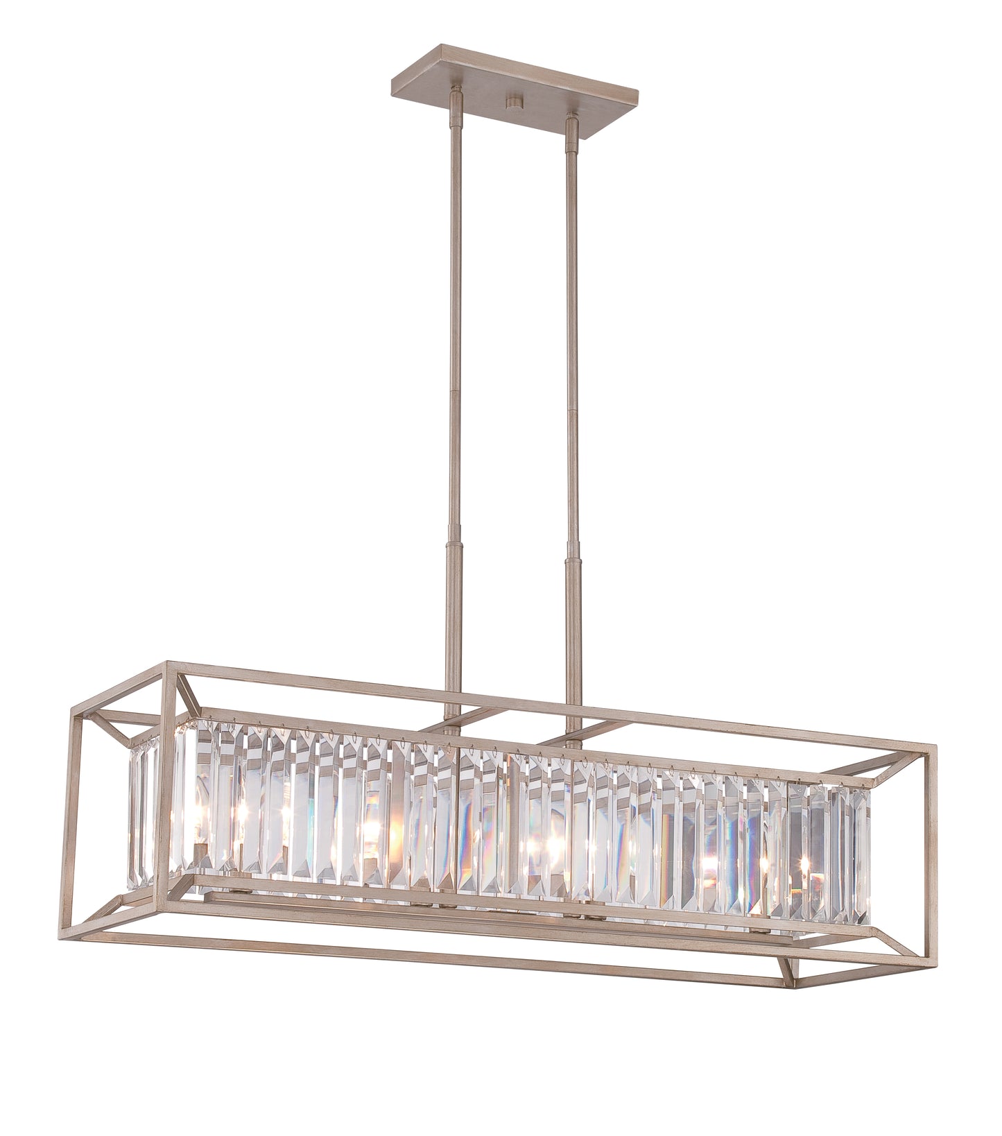 Linares Four Light Island Pendant in Aged Platinum