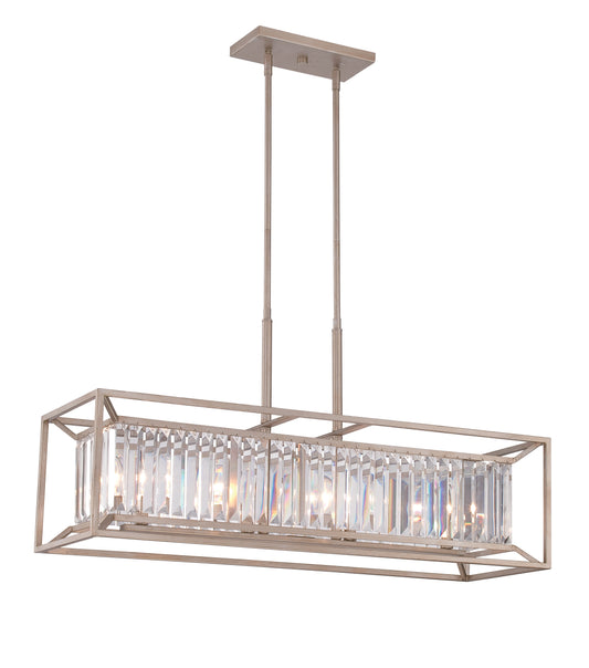 Linares Four Light Island Pendant in Aged Platinum