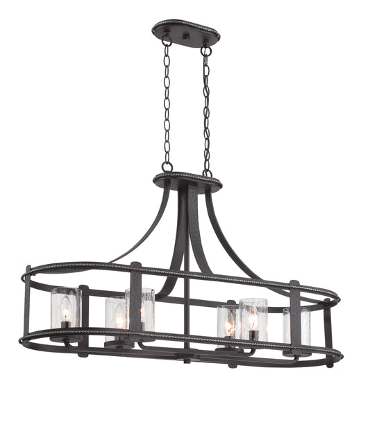 Palencia Six Light Linear Chandelier in Artisan Pardo Wash