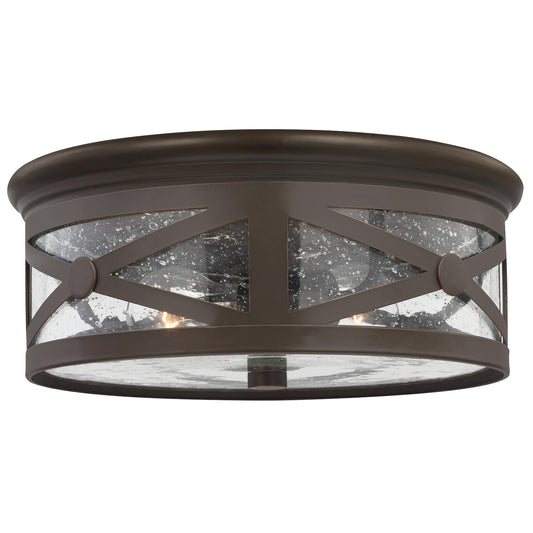 Outdoor Ceiling Two Light Outdoor Flush Mount in Antique Bronze