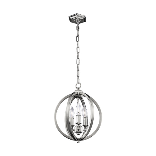 Corinne Three Light Pendant in Polished Nickel