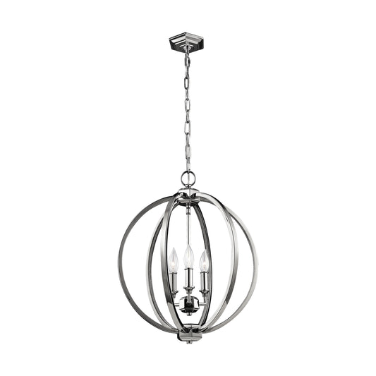 Corinne Three Light Pendant in Polished Nickel
