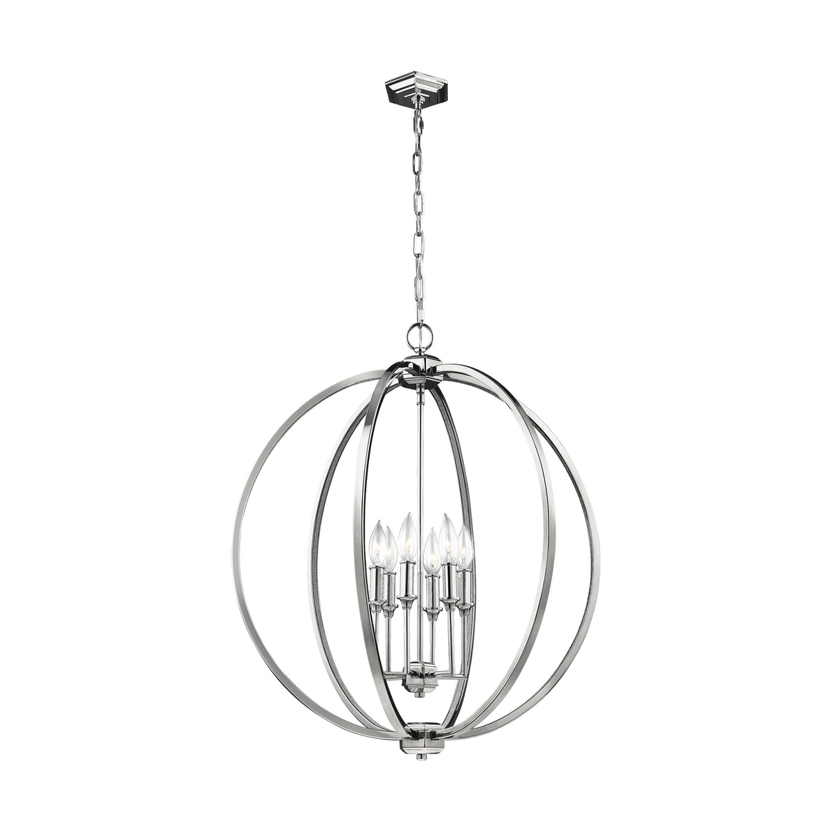 Corinne Six Light Pendant in Polished Nickel
