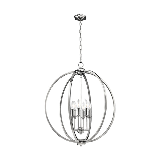 Corinne Six Light Pendant in Polished Nickel