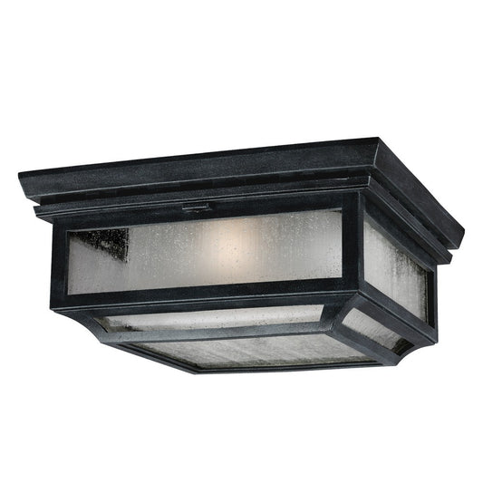 Shepherd Two Light Flush Mount in Dark Weathered Zinc