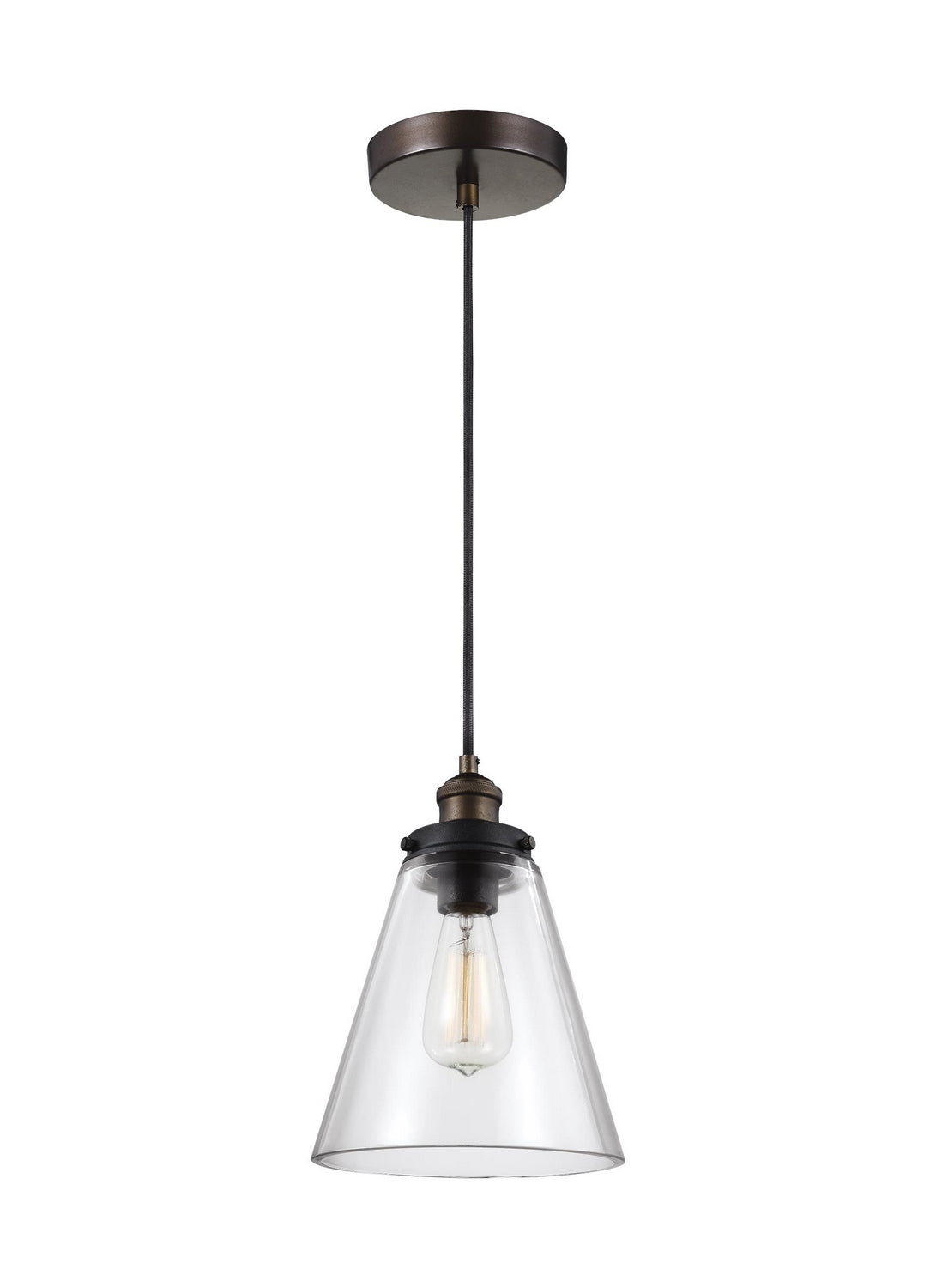 Baskin One Light Pendant in Painted Aged Brass / Dark Weathered Zinc