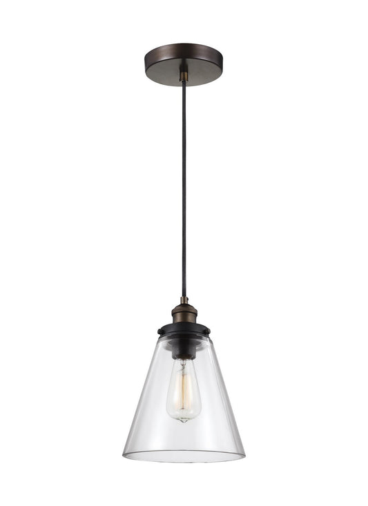 Baskin One Light Pendant in Painted Aged Brass / Dark Weathered Zinc
