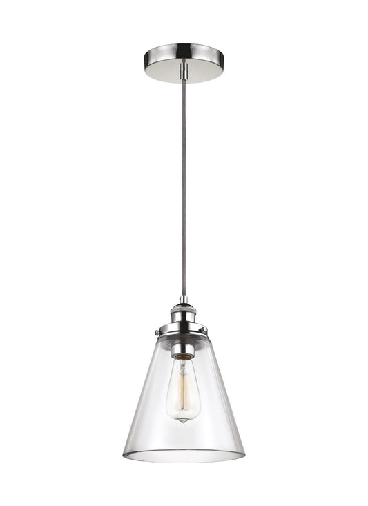 Baskin One Light Pendant in Polished Nickel