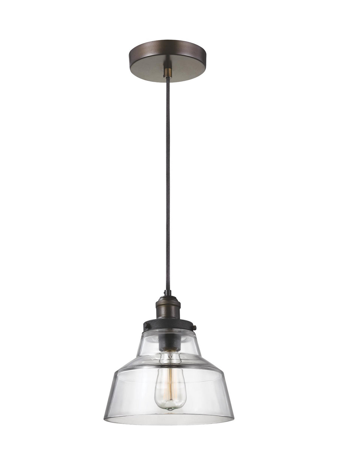 Baskin One Light Pendant in Painted Aged Brass / Dark Weathered Zinc
