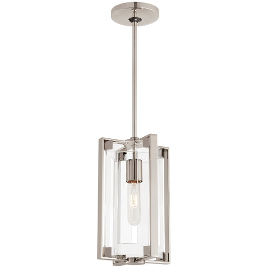Crystal-Clear One Light Mini Pendant in Polished Nickel