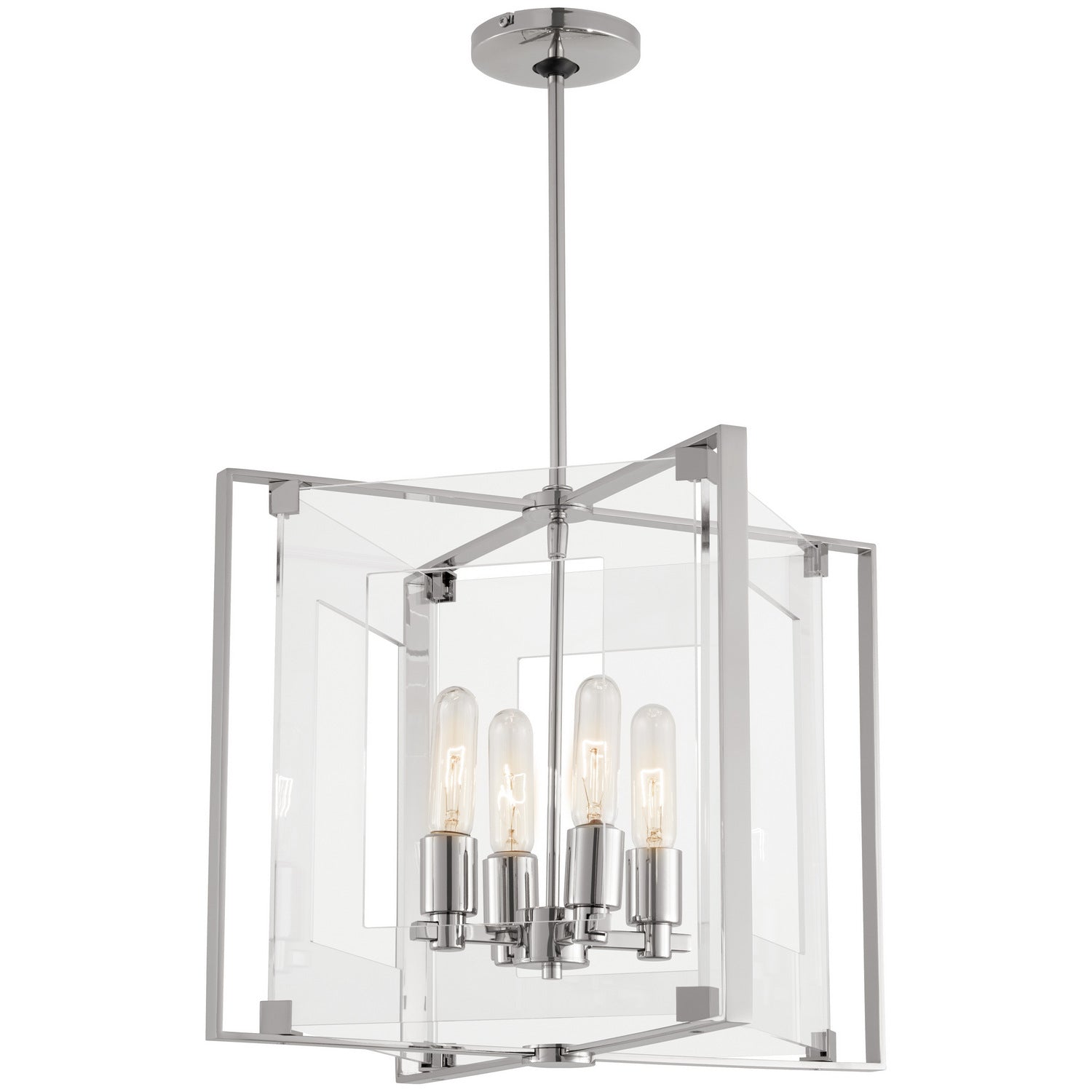 George Kovacs - P1404-613 - Four Light Pendant - Crystal-Clear - Polished Nickel