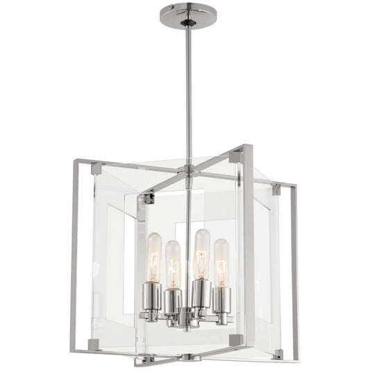 Crystal-Clear Four Light Pendant in Polished Nickel