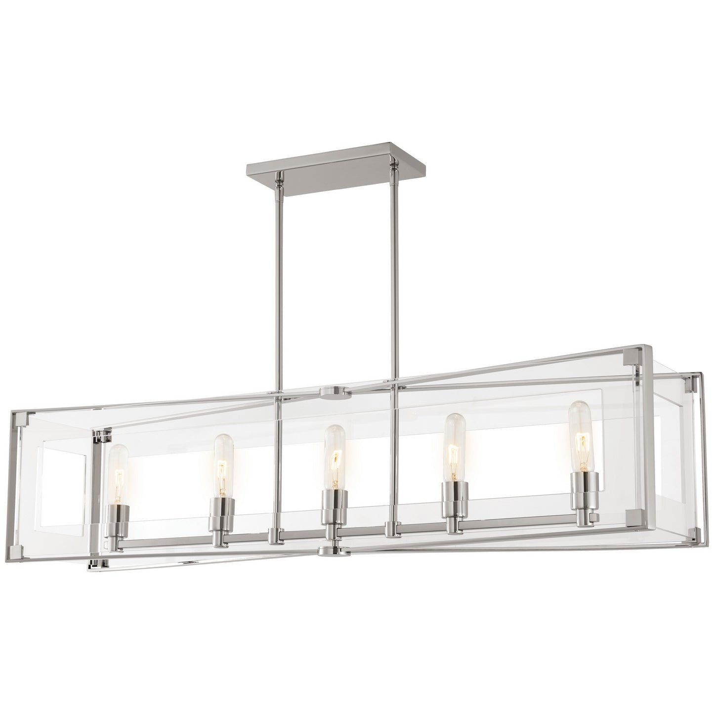George Kovacs - P1405-613 - Five Light Island Pendant - Crystal-Clear - Polished Nickel