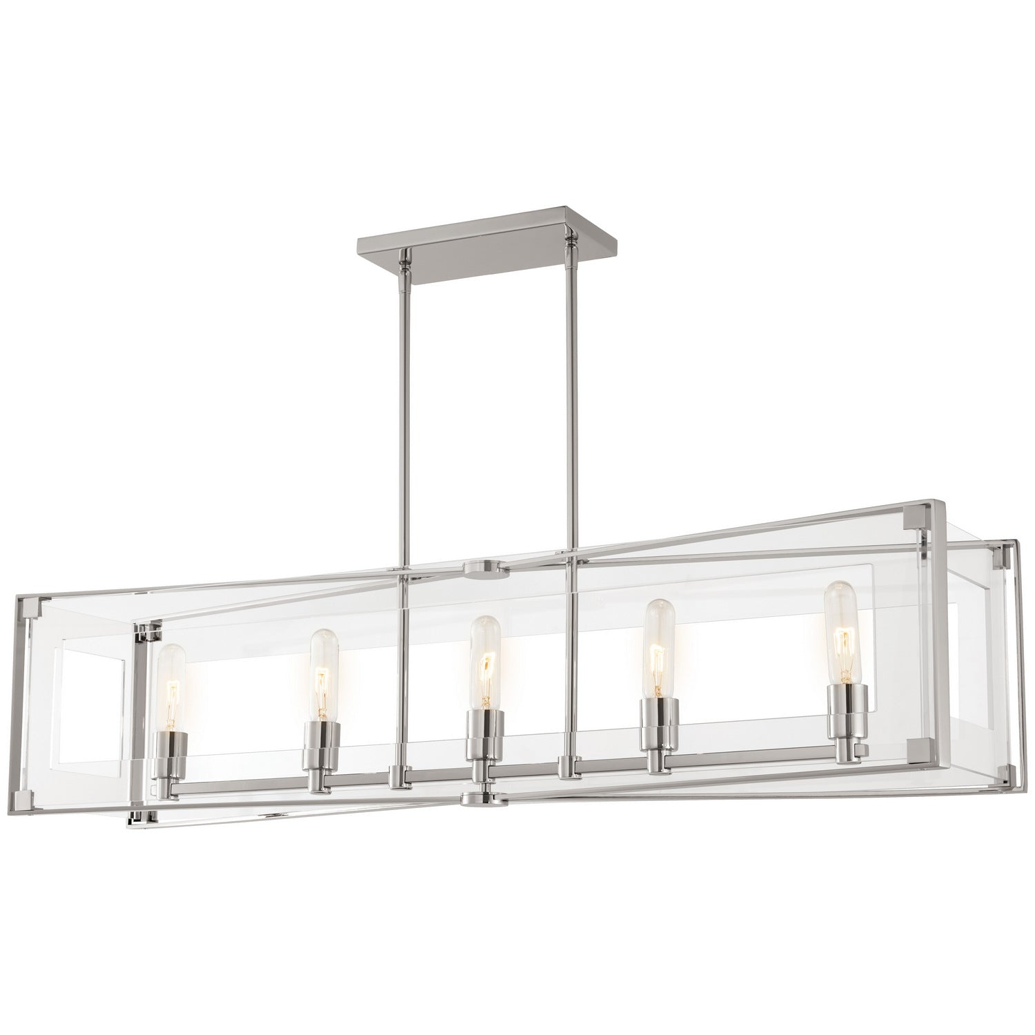 George Kovacs - P1405-613 - Five Light Island Pendant - Crystal-Clear - Polished Nickel