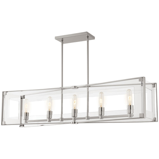 George Kovacs - P1405-613 - Five Light Island Pendant - Crystal-Clear - Polished Nickel